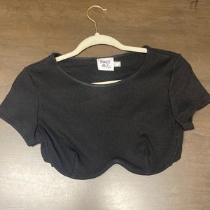 Princess Polly Ribbed Black underwire crop top short sleeve backless size 6